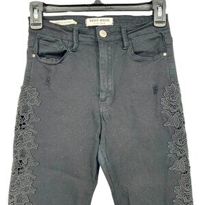 Tally Weijl Embroidered Hi Rise Skinny Distressed Jeans Black Size Small